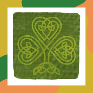 Ierse Keltische Shamrock Knot, premium glossy ansichtkaart, nationale bloem Ierland, driebladige klaver, Saint Patrick, post kruising kaart, Print