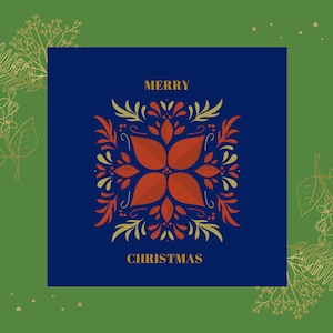 Natal sueco, arte popular escandinava, cartão postal quadrado fosco premium, design nórdico, troca de cartão postal, amigo por correspondência, papel de carta