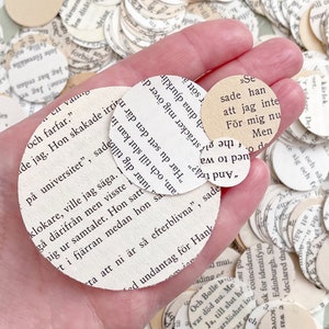 Boekpaginacirkels gemaakt van vintage en antieke boeken, meerdere maten, verpakkingen van 30, knutselen, journaling, scrapbooking, kaarten maken