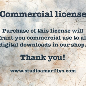 Licencia comercial para pequeñas empresas para todas las descargas digitales y diseños imprimibles de All Studio Amarillys.