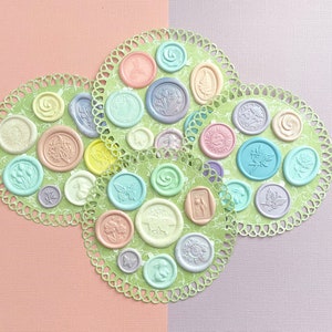 Pastell Frühling Sommer Wachssiegel, Set mit 8 Klebeaufkleber, Briefpapier, Wachssiegel, Journaling, Scrapbooking, Penpals,