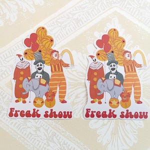 Cirque acrobatique, autocollant découpé, articles de papeterie, clowns, pennywise, yeux, macabre, terrifiant, horreur, clowncore, agenda, journal intime, album de coupures