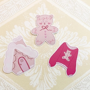 Peppar l'orsetto di zenzero, confezione di adesivi, set da 3, maglione, inverno, San Valentino, Natale, cancelleria, pianificatore, diario, bujo, decorativo, orsacchiotto