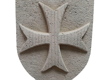Templar coats of arms, in real molded stone, old look