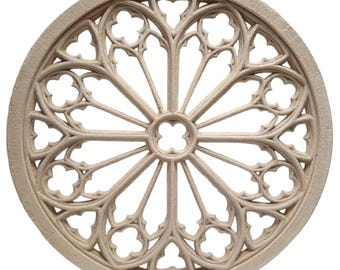 Cathedral rosette 60 cm, real reconstituted stone, French artisan work