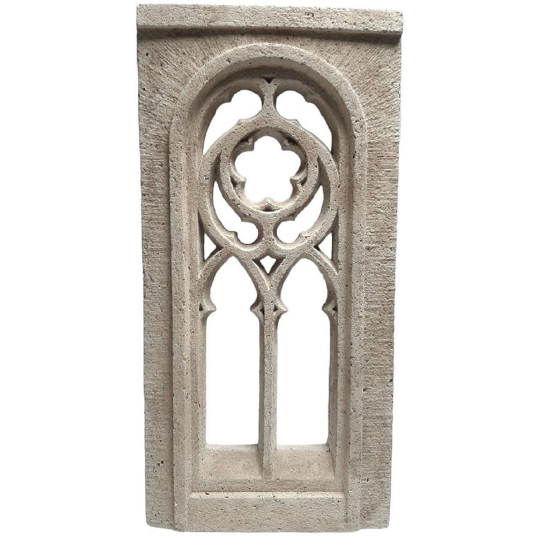 gothic window, medieval, real reconstituted stone French artisan handmade image 1