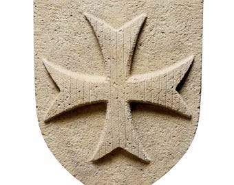 Templar coats of arms, in real molded stone, old look