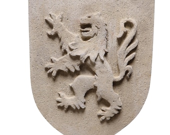 Lion coat of arms in reconstituted stone