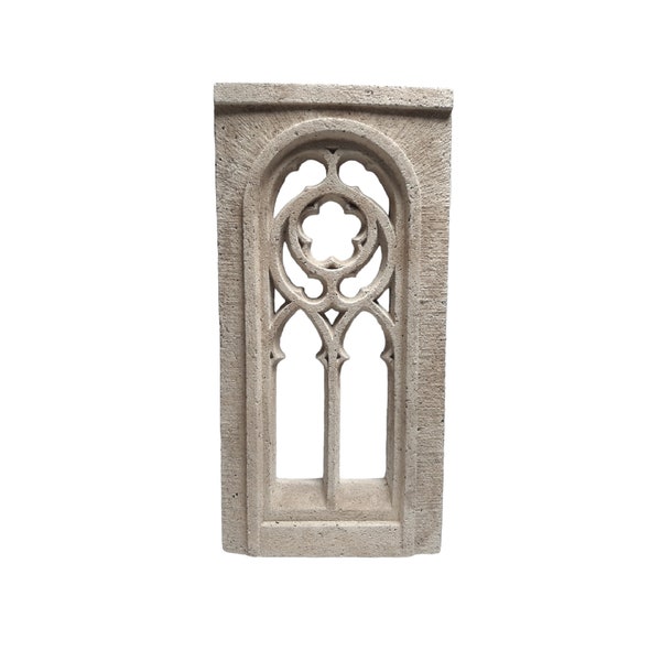 gothic window, medieval, real reconstituted stone French artisan handmade