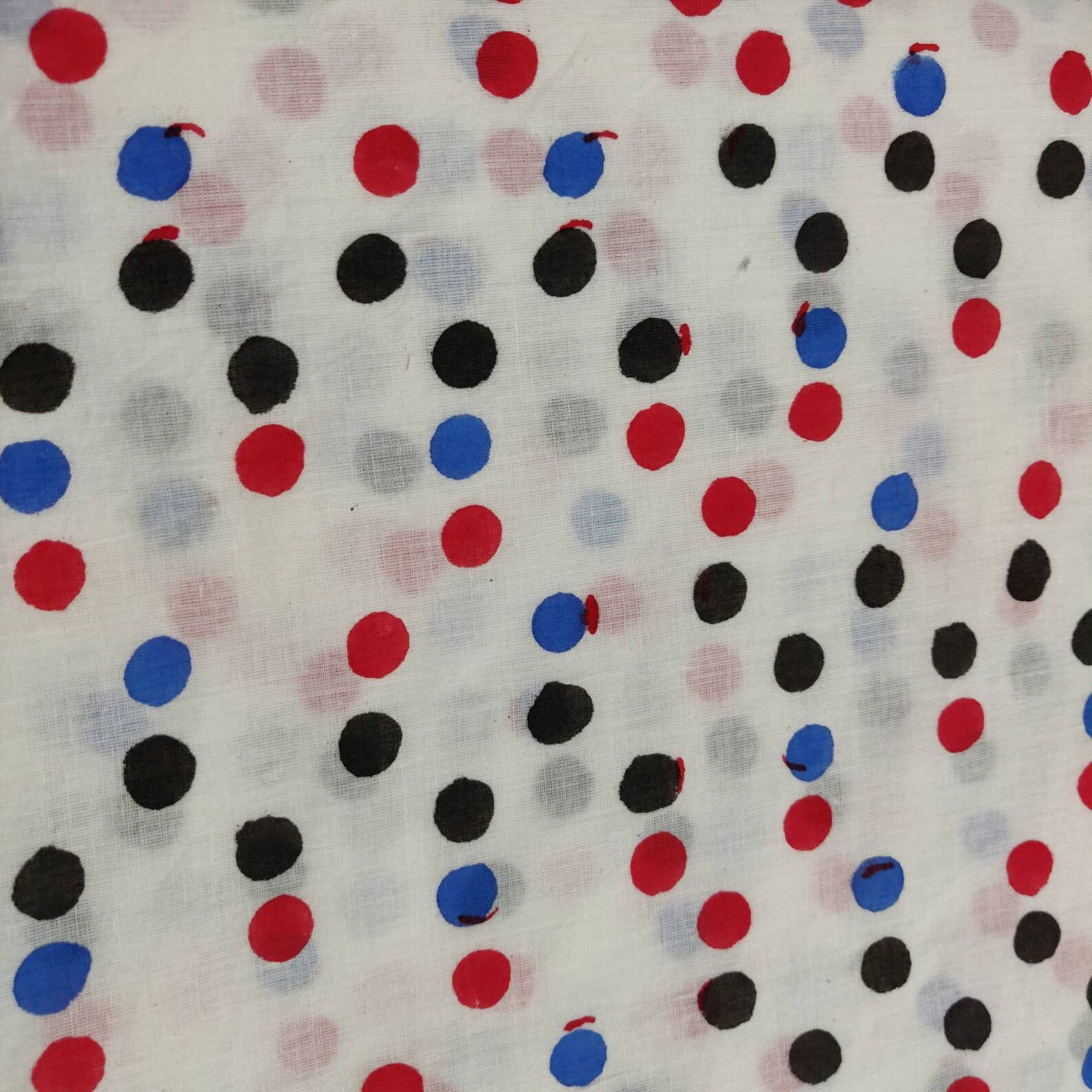 Polka dot print cotton fabric Indian natural dye print voile Etsy