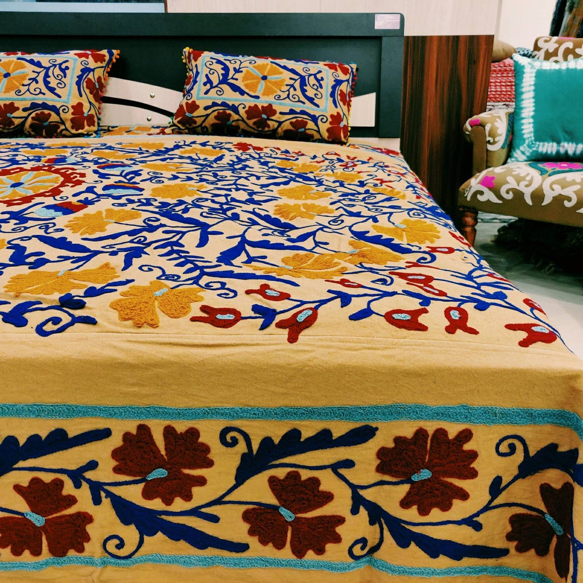 Suzani Wall Hanging Suzani Bedspread Bed Cover Bright Suzani Etsy