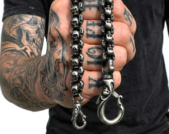 Cadena Cartera Calavera Hombre | Cadena Pantalón Biker | Cadena Gothic Acero Inoxidable | Accesorio Rocker Heavy Metal