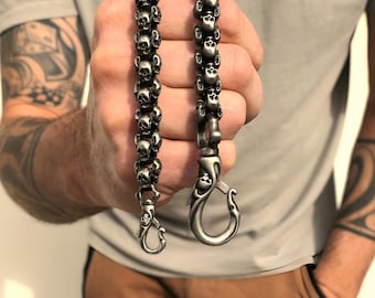 90s Y2K Silver Spike Wallet Clip Chain - Etsy