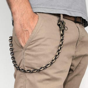 Cadena de billetera Rockabilly | Cadena de jeans | Cadena de ancla de latón vintage | Cadena para billetera de camionero | Cadena de jeans para hombre | Cadena para pantalones de motociclista