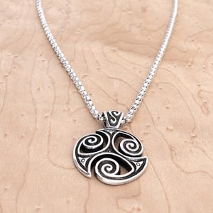 Silver Triskelion Necklace | Triskel Spiral Pendant | Celtic Talisman | Viking Amulet | Triscele Charm | Nordic Jewelry | Spiritual Gifts
