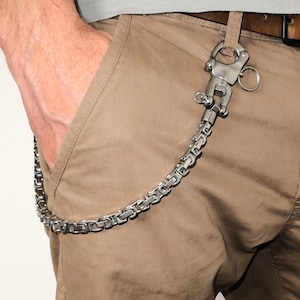 Portfel motocyklowy z łańcuszkiem | Łańcuch do portfela ze stali nierdzewnej | Punkowy łańcuch do spodni | Srebrny łańcuch do portfela | Portfel z łańcuszkiem zabezpieczającym