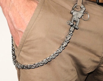 Biker Kette Geldbeutel | Brieftaschenkette Edelstahl | Punk Hosenkette | Wallet Chain Silber | Geldbörse Sicherungskette Portemonnaie