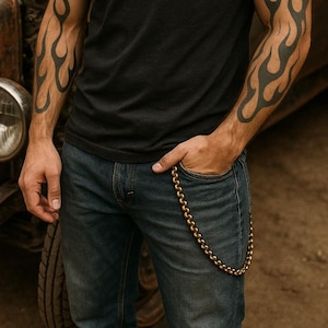 Biker Wallet Chain | Männer Hosenkette | Messing Kette Antik | Vintage Style | Herren Accessoire | Schlüsselkette Messing | Rockabilly Jeans
