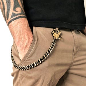 Panzerkette Wallet Chain | Biker Hosenkette | Rockabilly Mode | Vintage Style | Psychobilly Fashion | Tattoo Kleidung | Geldbeutel Kette