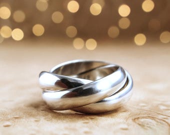 Trinity Ring Silber 925 Handgefertigt | Drehring Sterling | Dreifachring | Dreierring | Rollring | Roll Ring | Triple Ring | Rolling Ring