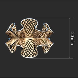 Technische Ansicht des Designer Rings mit Größenangaben für 3D Druck