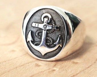 Nautical Signet Ring: Anchor Ring in 925 Sterling Silver for Men and Women - Connection to the Sea and One's Life