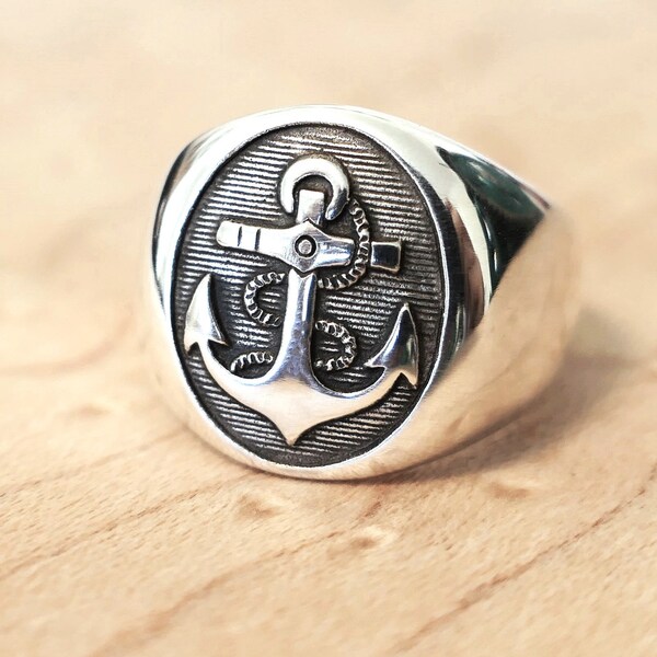 Nautical Signet Ring: Anchor Ring in 925 Sterling Silver for Men and Women - Connection to the Sea and One's Life