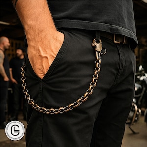 Heavy Vintage Brass Wallet Chain | Handmade Biker Accessory | Rockabilly Jeans Chain | Trucker Key Chain | Bold Streetwear Jewelry