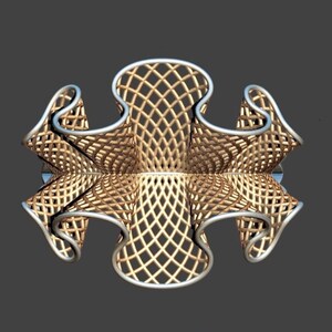Frontansicht eines organischen Damenrings als CAD Modell mit geometrischer Form