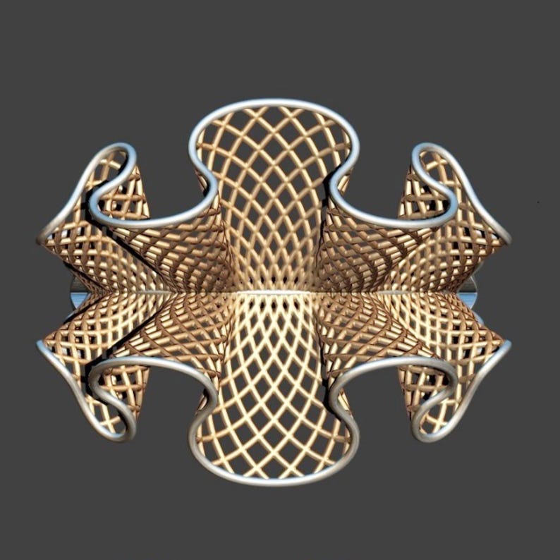 Frontansicht eines organischen Damenrings als CAD Modell mit geometrischer Form