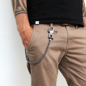 Cadena para billetera | Llavero de acero inoxidable | Cadena de billetera Rockabilly | Cadena de llavero | Accesorio de motociclista | Traje de rockero