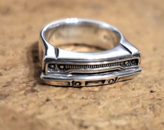Handcrafted Statement Classic Car Ring in Sterling Silver for Muscle Car Enthusiasts | Inspired by the Design of a 1970 Plymouth Roadrunner