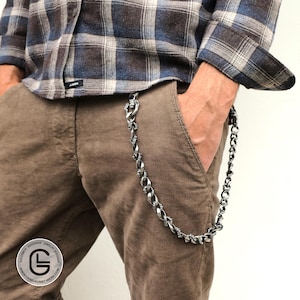 Gothic Stainless Steel Curb Chain | Baroque Wallet Chain for Men & Woman | Biker Pants Chain with Ornaments | Vintage Style Jewelry