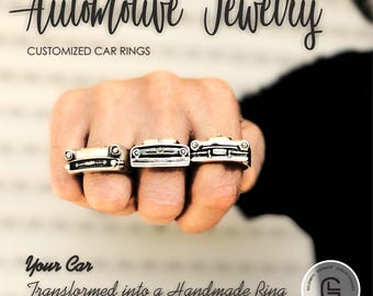 Silver Car Grill Ring | Mechanic Sterling Statement Band | Vintage Muscle Car Jewelry | Gift for Car Guy | V8 Accessory | Gearhead Accessory