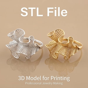 STL File Ring | Organic Designer Ring 3D Model | Jewelry CAD File | Fantasy Ring for 3D Printing | Delicate Geometric Ring