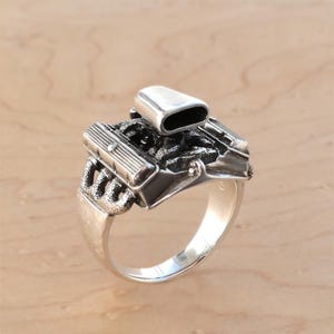 Silver V8 Engine Ring | Car Guy Jewelry | Gift for Vintae Car Lovers | Muscle Car Enthusiast | Hot Rod Jewellery | Handmade Sterling Ring