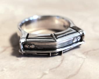 1966 Impala Grill Car Ring | V8 Jewelry | Vintage Car Fashion | Artisan Ring | Handmade Ring | Sterling Silver 925 | Automotive Accessories