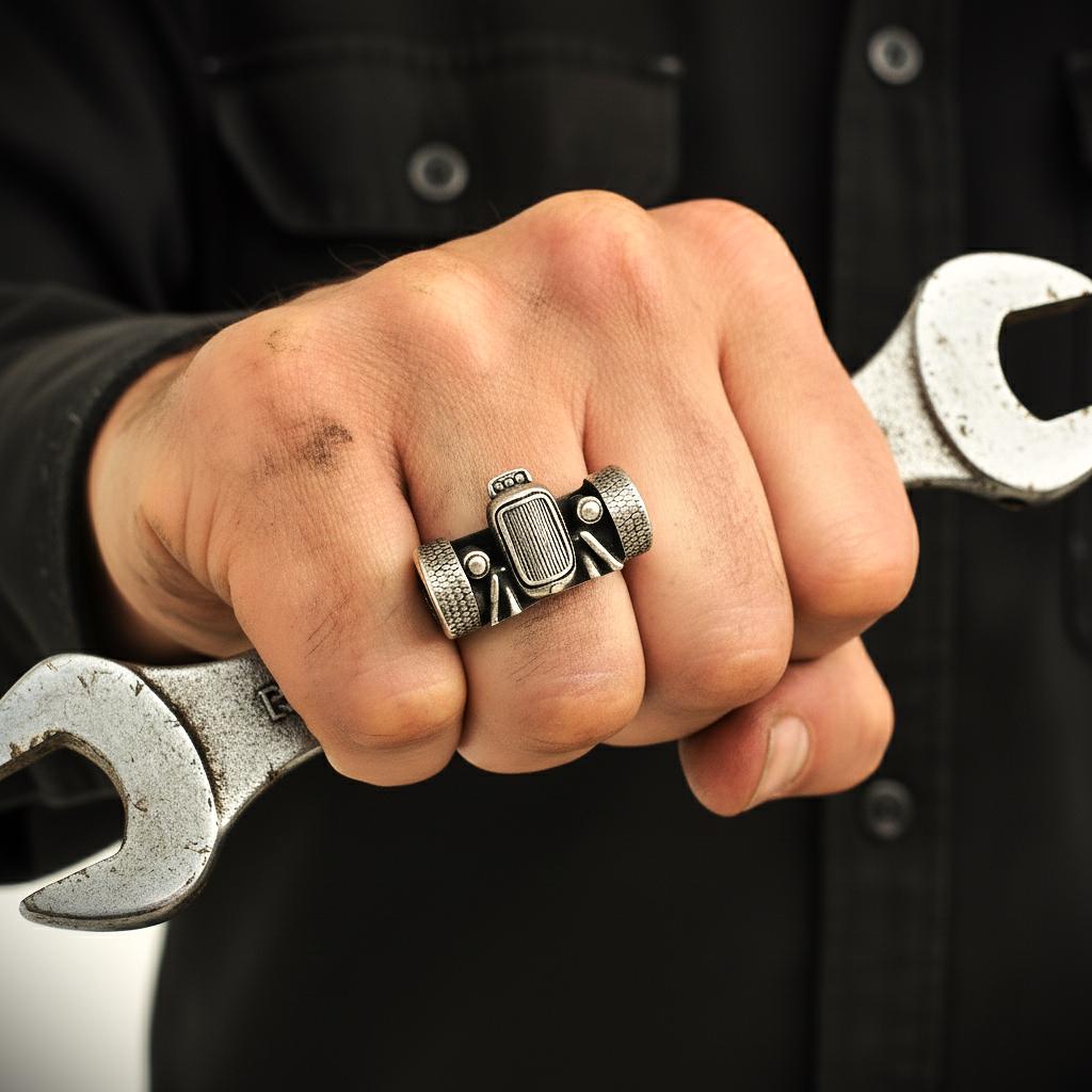 Hot Rod Ring 925 Silver | 1932 Deuce Ford Style | Handmade Rat Rod ...