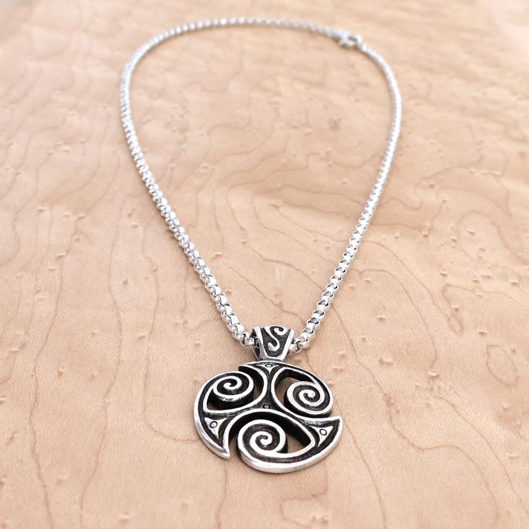 Pendentif Triskel Yin Yang Argent 925 - Symbole Breton BZH, Neuf Avec Écrin