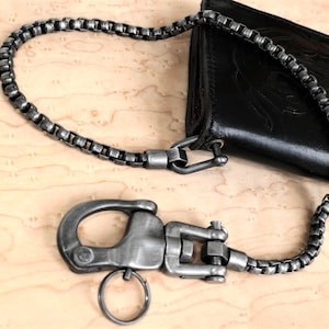 Mens Wallet Chain | Stainless Pants Chain | Vintage Biker Style | Leather Wallet Accessory | Steel Keychain | Rockabilly Jeans | Mens Gift