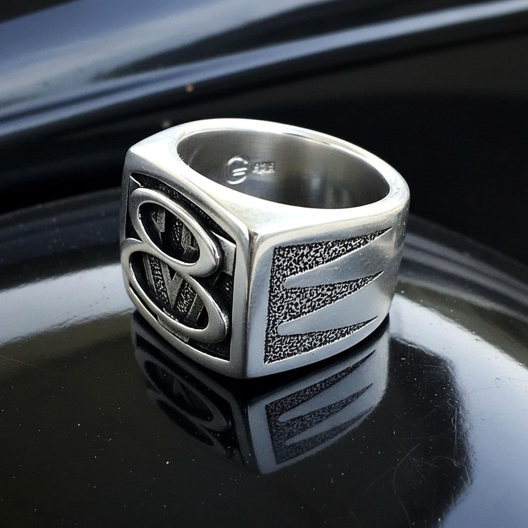 Mens Car Ring V8 Emblem | Handmade Sterling Silver Statement Ring | Hot ...