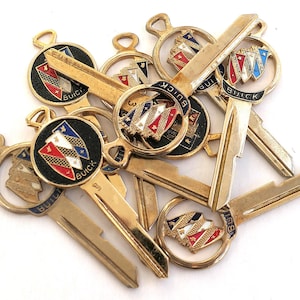 Buick Key Blanks Uncut | Vintage Car Keys | Classic Car Accessories | Buick Crest Keys | Buick Emblem | 1960s Keychain | Gift for Car Guy