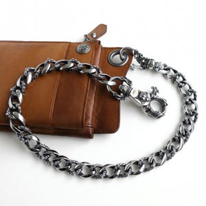 Cadena billetera acero inox | Cadena pantalón gótica con mosquetones | Accesorio biker hombre mujer | Joyería Vintage
