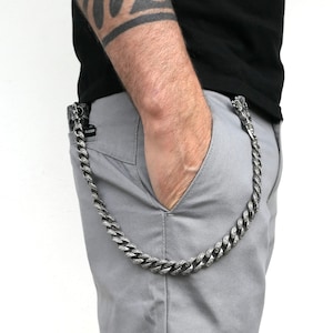 Gothic Stainless Steel Curb Chain | Biker Wallet Chain for Men & Women | Punk Pants Chain | Vintage Rocker Accessory | Cowboy Fashion Chain