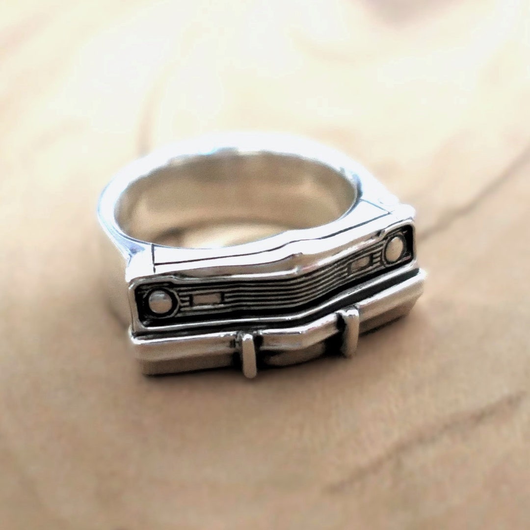 Unique Ring in the Design of a Car Front Handmade From 925 Silver ...