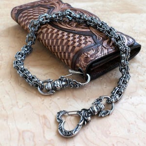 Stainless Skull Wallet Chain | Goth Pants Chain | Vintage Style Accessories | Black Bones Chain | Steel Biker Keychain | Punk Jeans Chain