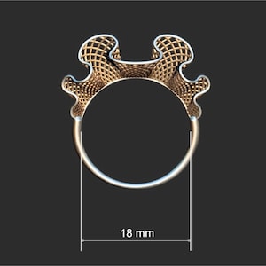 Maßzeichnung des organischen Fantasie Rings mit Breite und Ringform