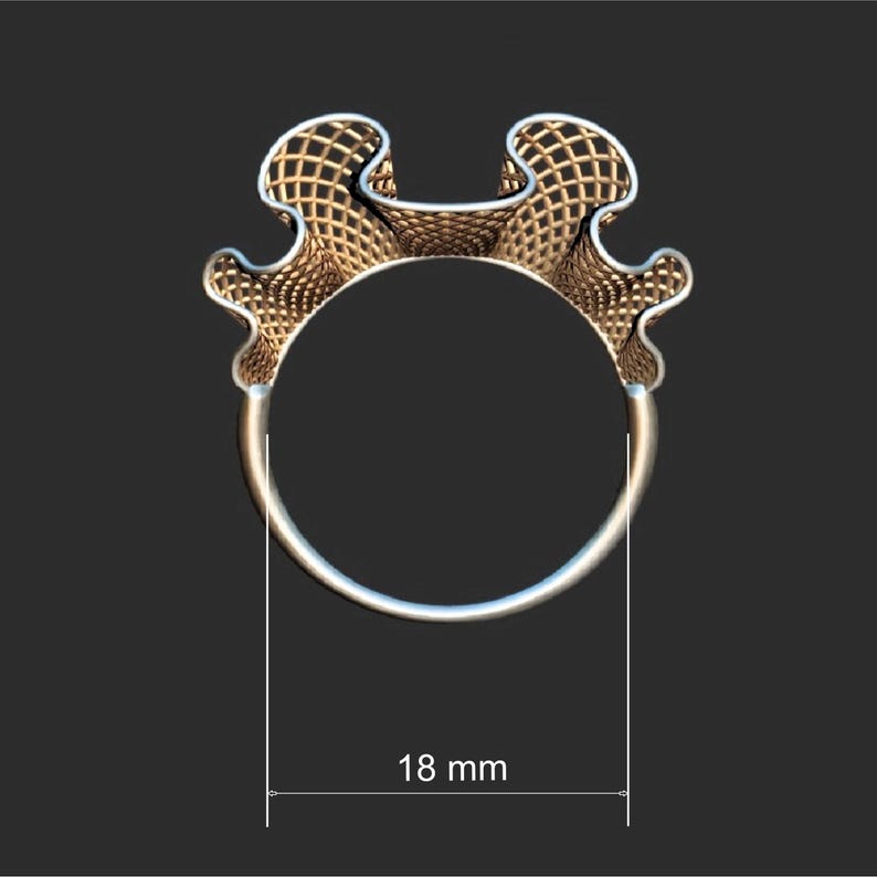 Maßzeichnung des organischen Fantasie Rings mit Breite und Ringform