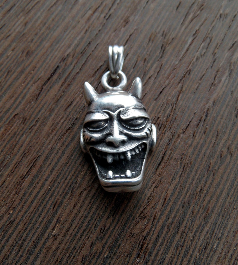 Japanese Hannya Mask 92.5 Sterling Silver Pewter Brass Necklace Pendent Jewelry