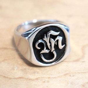Anillo Monograma Plata | Anillo de sello para hombre 925 | Anillo con iniciales | Anillo de hombre personalizado | Anillo de letra de plata de ley | anillo de plata